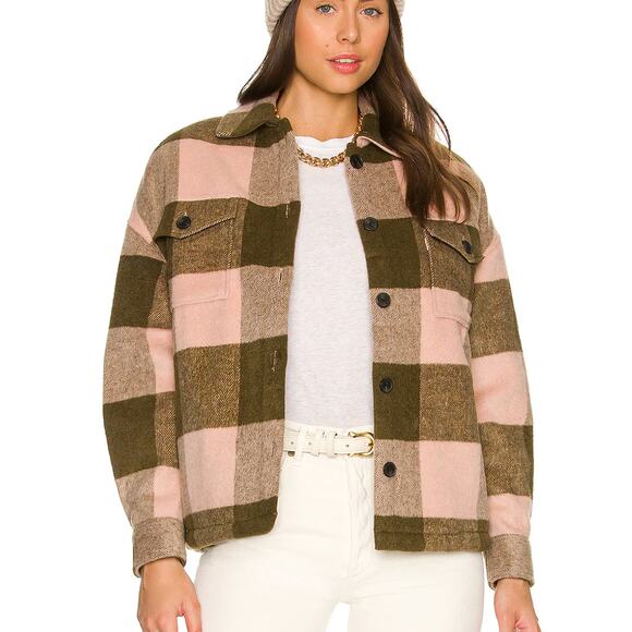 AllSaints Buffalo Check Jacket Oversized Plaid Fleece Shacket Chore $369 NEW - Picture 1 of 11